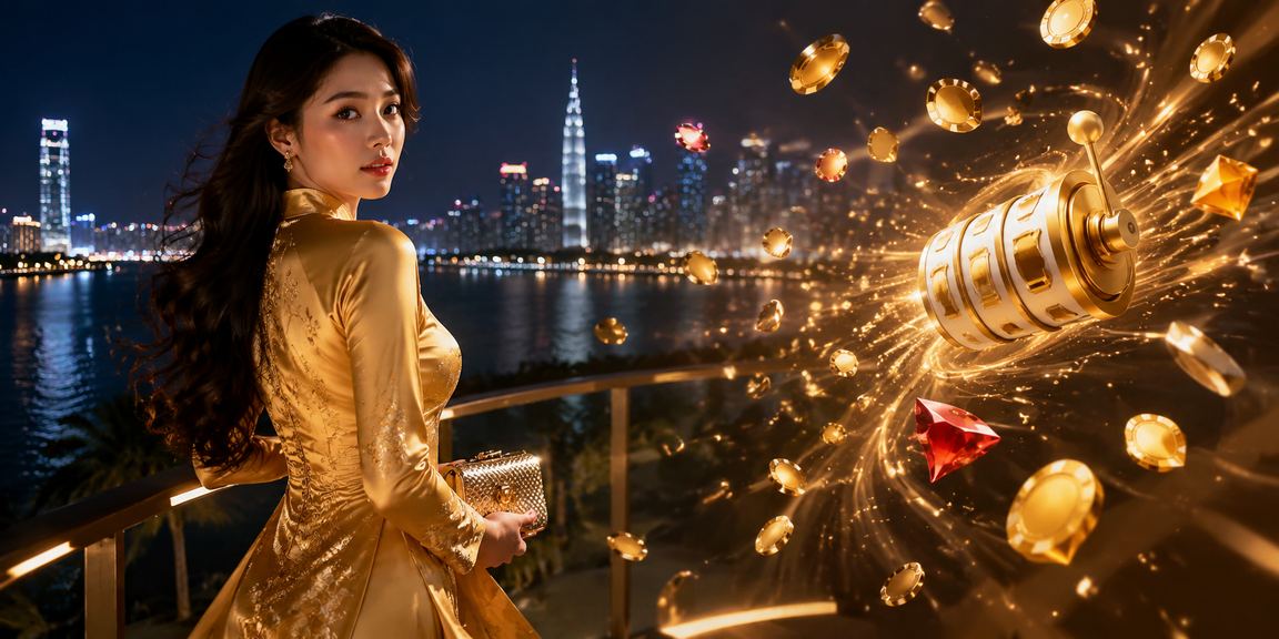 Người phụ nữ mặc áo dài tại TP. Hồ Chí Minh thưởng thức trò chơi slot trực tuyến buổi tối