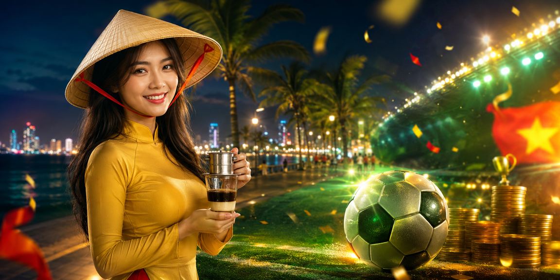 Người phụ nữ đội nón lá tại Nha Trang xem kết quả cá cược bóng đá trên điện thoại